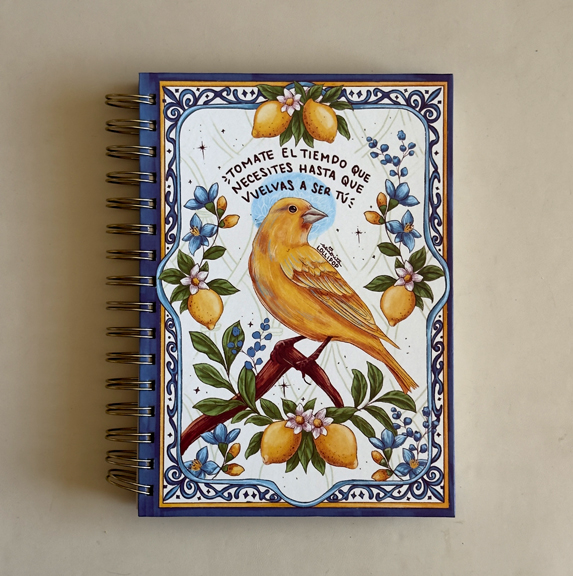 Cuaderno A5 - Pajarito Boton de oro "Tomate el tiempo que necesites"