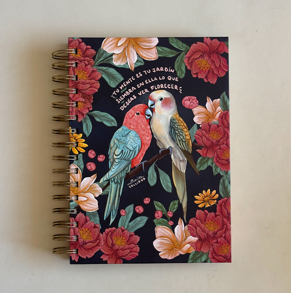 Cuaderno A5 – Loritos "Tu mente es tu jardin"